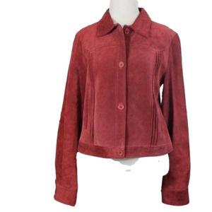 Wendy Hil Red Leather Coat with some pleats